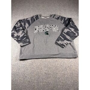 Michigan State Spartans Gray Camo Raglan Crewneck Sweatshirt Women's large